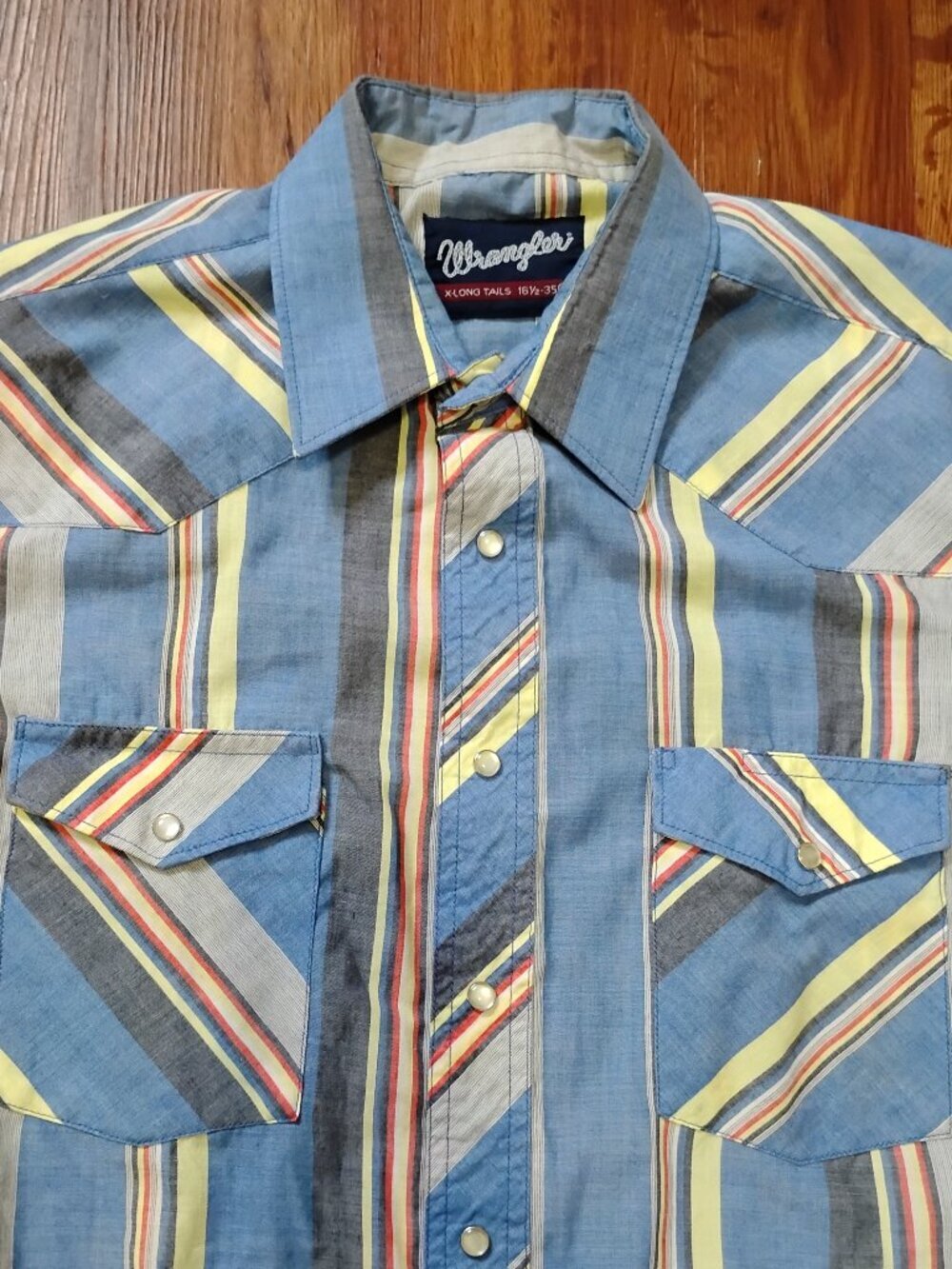 Vintage Wrangler Brushpopper Stripe Western Pearl Snap Shirt